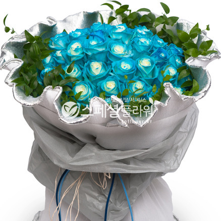 파랑장미꽃다발
